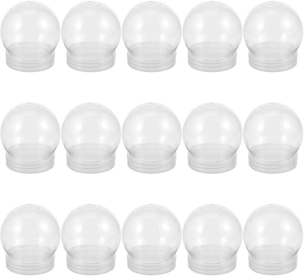BESTOYARD Paquete de 15 globos de nieve de 3 pulgadas de plástico transparente vacío con tapa de rosca para manualidades, personalización,