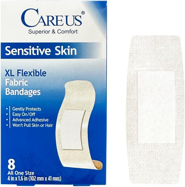 CareUs Vendajes sin dolor para pieles sensibles y ancianas, tela flexible XL, adhesivo de silicona de máxima sujeción, sin látex, transpirable y