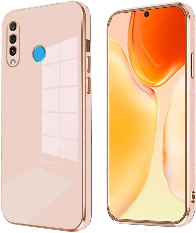 Compatible con Huawei P30 Lite Funda de silicona rosa, chapado Huawei P30 Lite funda delgada y suave a prueba de golpes (rosa)