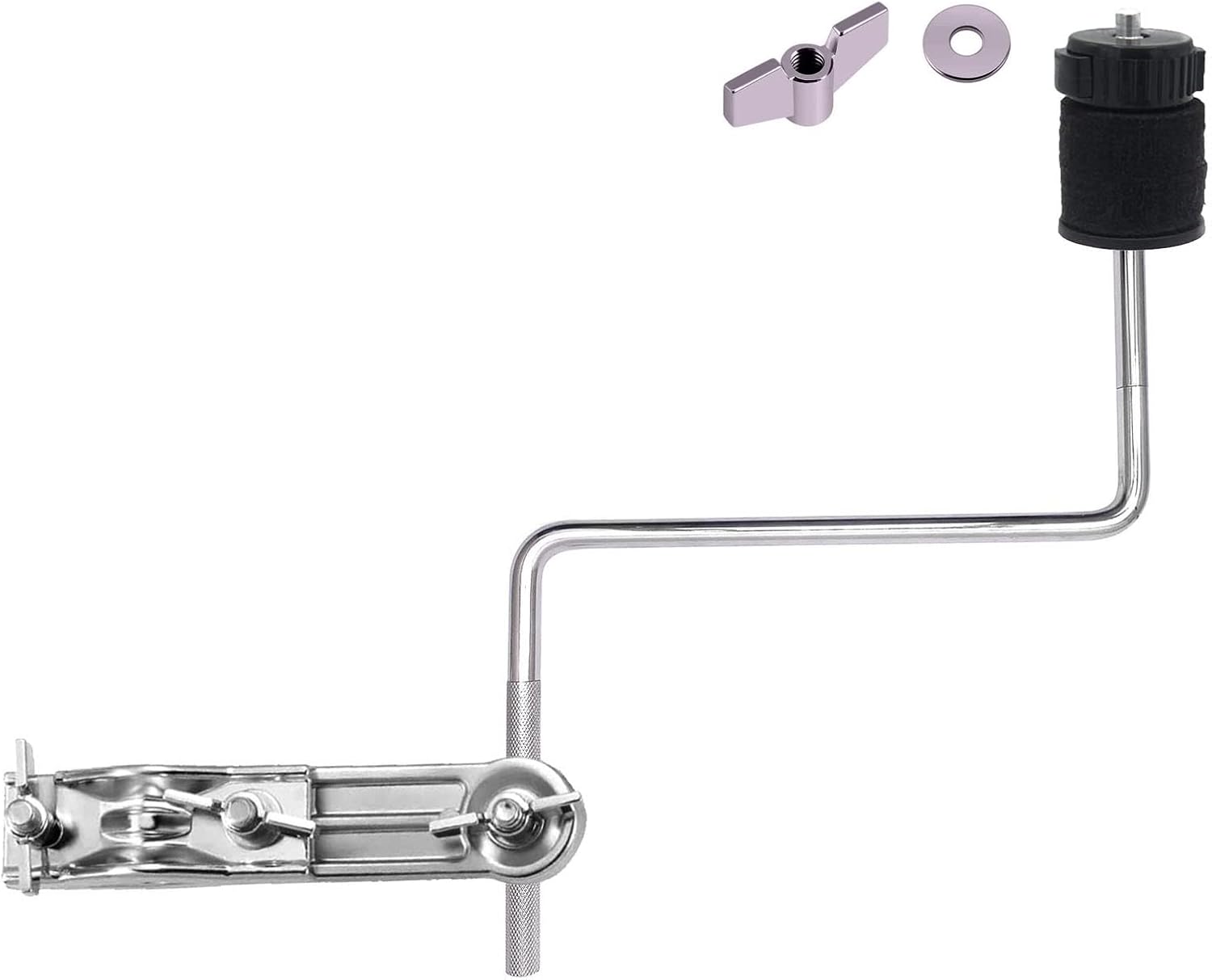 Soporte de abrazaderas de extensión de tambor + brazo de pluma de platillo en forma de Z con tuerca de ajuste rápido para soportes y soportes de
