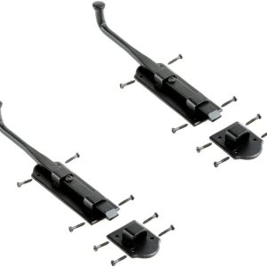 Renovators Supply Manufacturing Pestillo deslizante de 9 pulgadas. Perno deslizante estilo punta de bola de hierro negro con accesorios de montaje, Renovators Supply Manufacturing Pestillo deslizante de 9 pulgadas. Perno deslizante estilo punta de bola de hierro negro con accesorios de montaje,