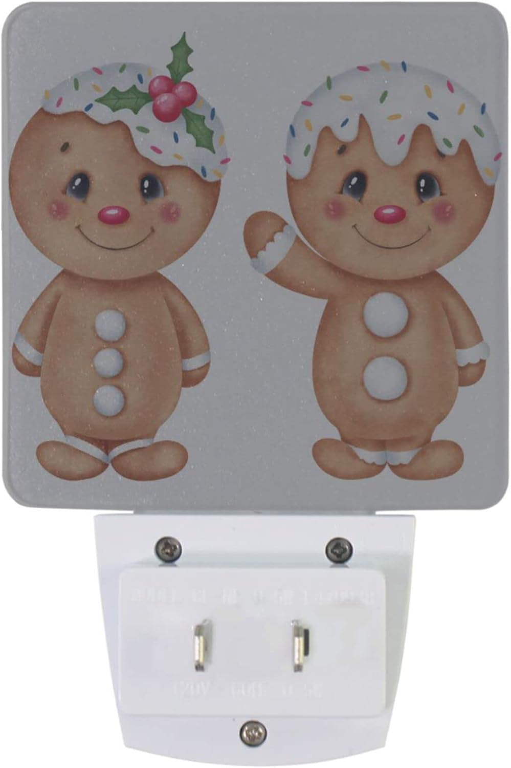 Vdsrup Juego de 2 luces de noche de pan de jengibre de Navidad de dibujos animados, luces nocturnas con enchufe de pared, luz nocturna LED