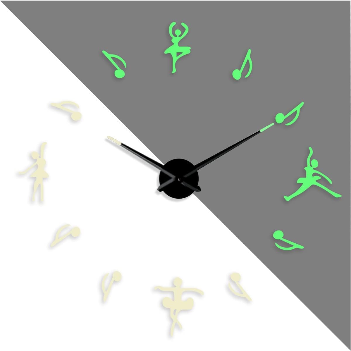 BST – Notas de ballet DIY, diferentes luminosas sin marco, reloj de pared, decoración de sala de baile, regalo de diseño creativo, 47 pulgadas