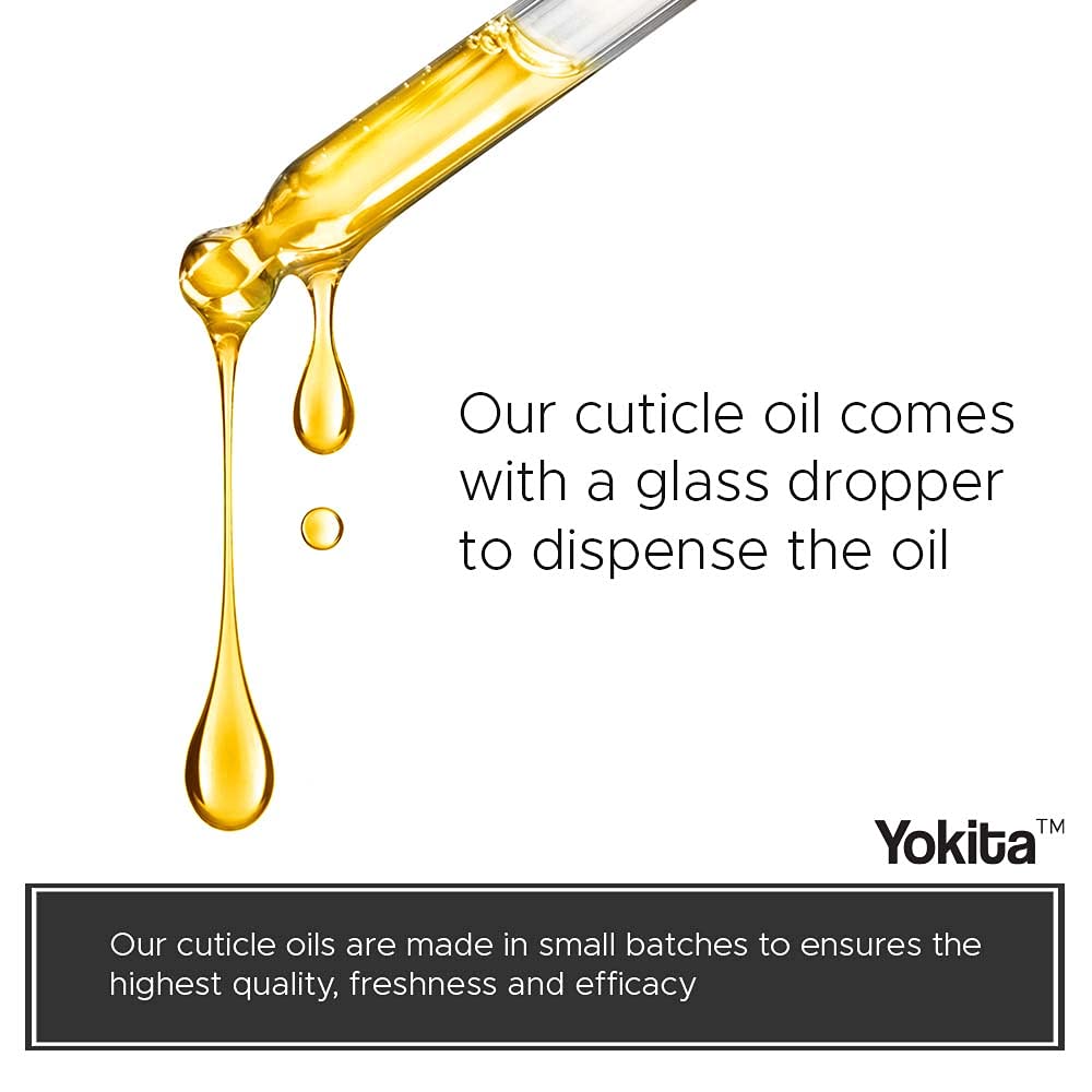 Yokita Aceite de cutícula prémium con cepillo para leche y miel, infusión curativa natural, calma e hidrata las cutículas con vitamina E, 0.5 onzas