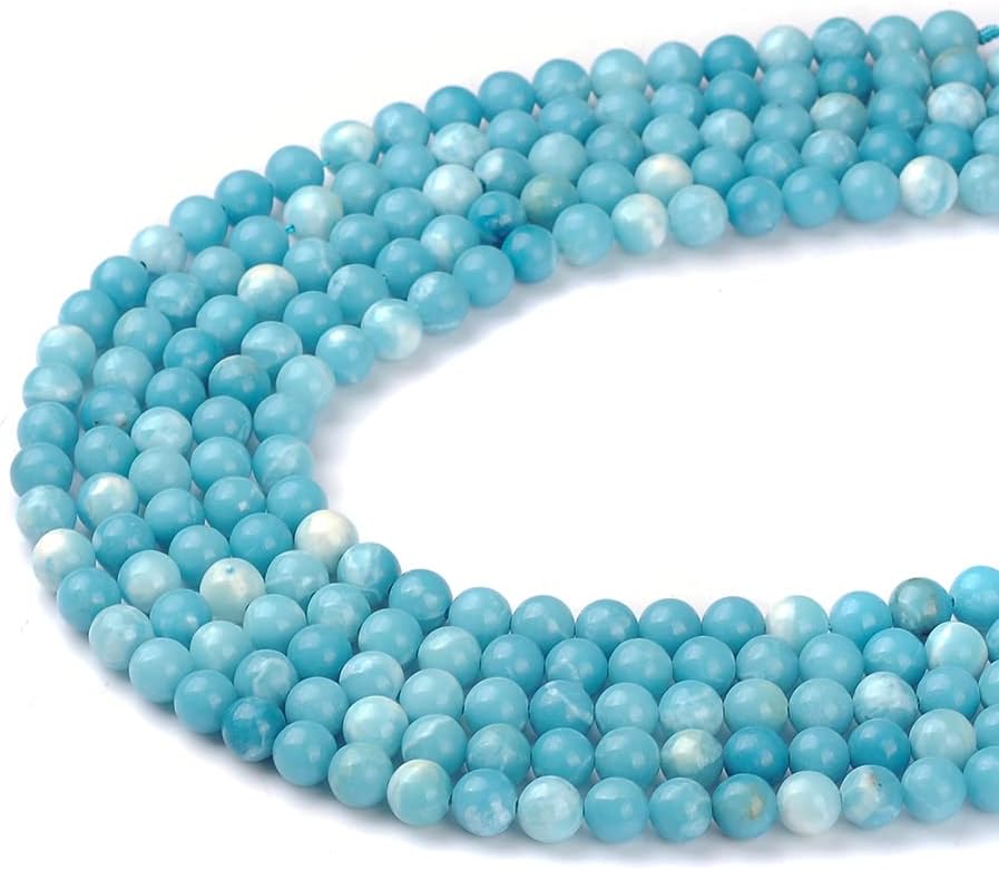 Cuentas redondas sueltas de larimar natural de 0.394 pulgadas (0.394 in), pulsera de piedra de cristal, accesorios para collares, manualidades para