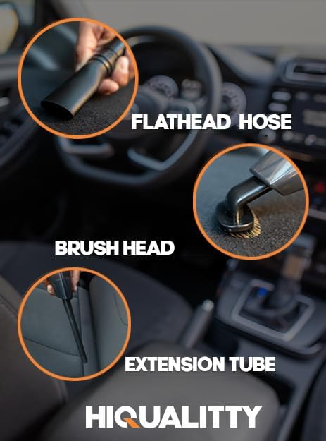 HIQUALITTY Aspiradora de coche y hogar de nueva generación, aspiradora inalámbrica portátil con batería recargable y 6 accesorios, aspiradora de