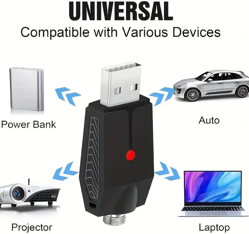 Cargador de rosca USB inteligente  3 piezas de rosca de cargador USB portátil con protección inteligente de sobrecarga e indicador LED