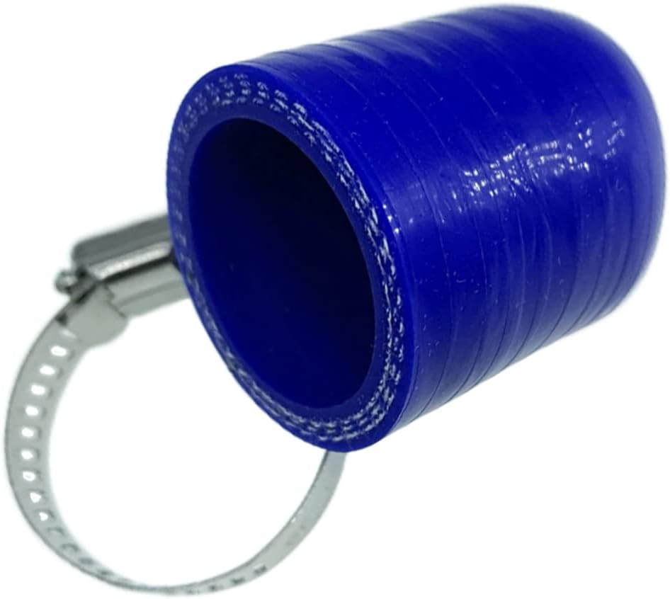 Tapa de refrigerante de silicona reforzada universal azul de 1-18 pulgadas (1.102 in) con abrazadera para calentador de derivación Puerto de agua de