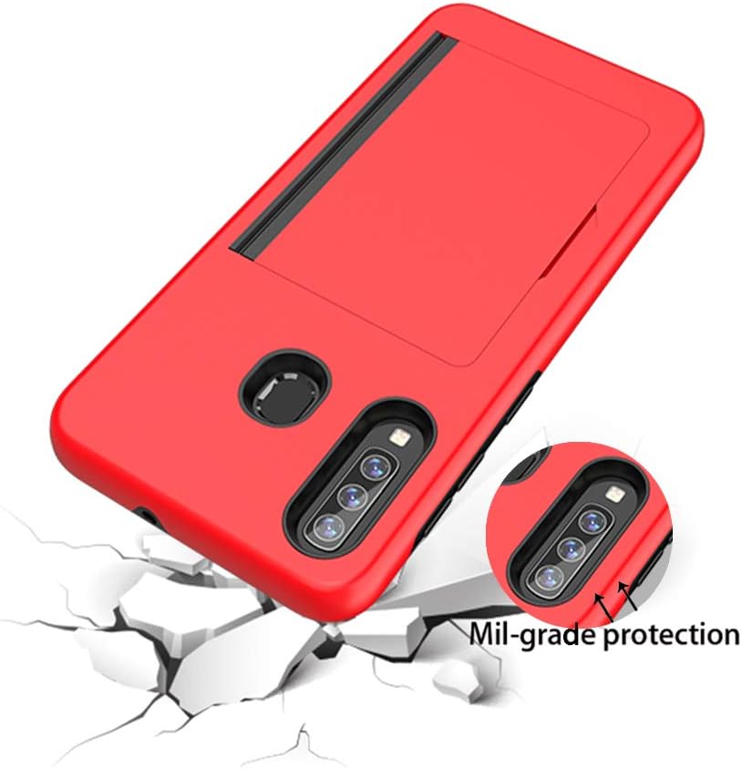 Funda para Galaxy A50 con tarjetero, a prueba de golpes, funda protectora híbrida de silicona resistente para Samsung Galaxy A50, color negro