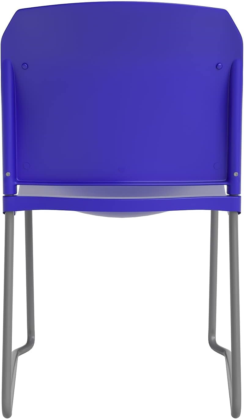 Flash Furniture Hercules Series – Silla apilable contorneada con respaldo completo de 880 libras con base de trineo recubierto de polvo gris, 23.75
