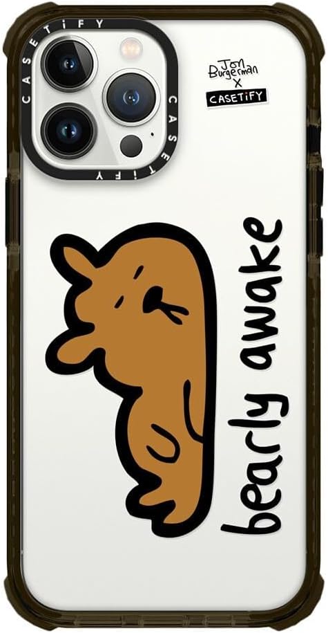 CASETiFY Funda Ultra Impact para iPhone 13 Pro Max – Bearly Awake – Negro transparente