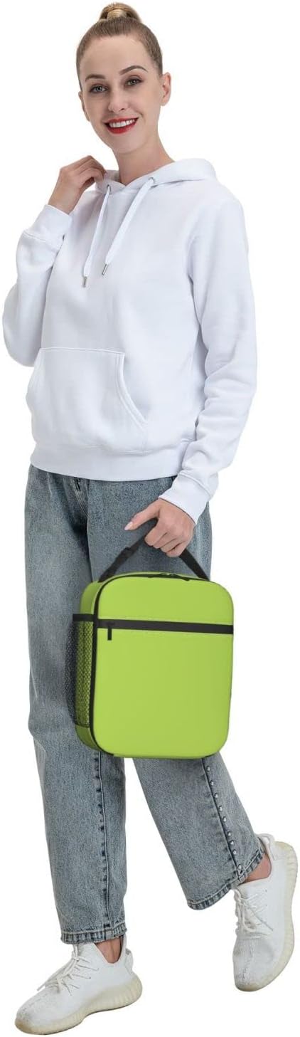 Lonchera verde para niños, niñas, niños, mujeres, adultos, lavable, con aislamiento térmico, bolsa de picnic para oficina, trabajo, clase, estética,