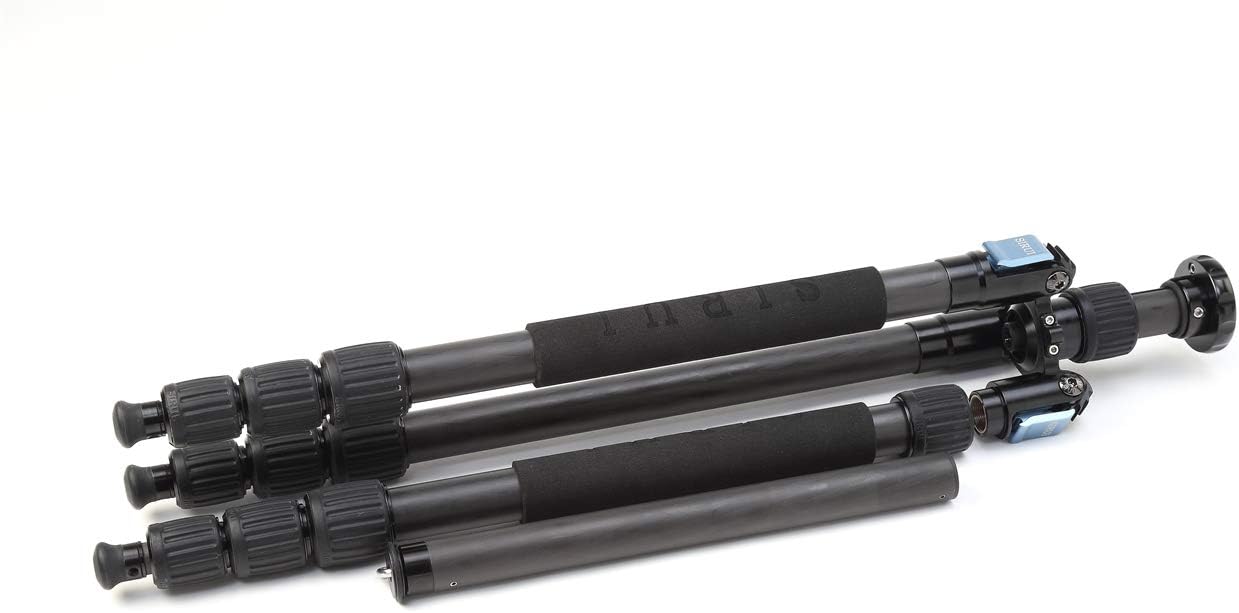 Sirui W-1204 Trípode de fibra de carbono impermeable de 4 secciones, capacidad de 33.1 libras, altura máxima de 65 pulgadas, gris (6913)