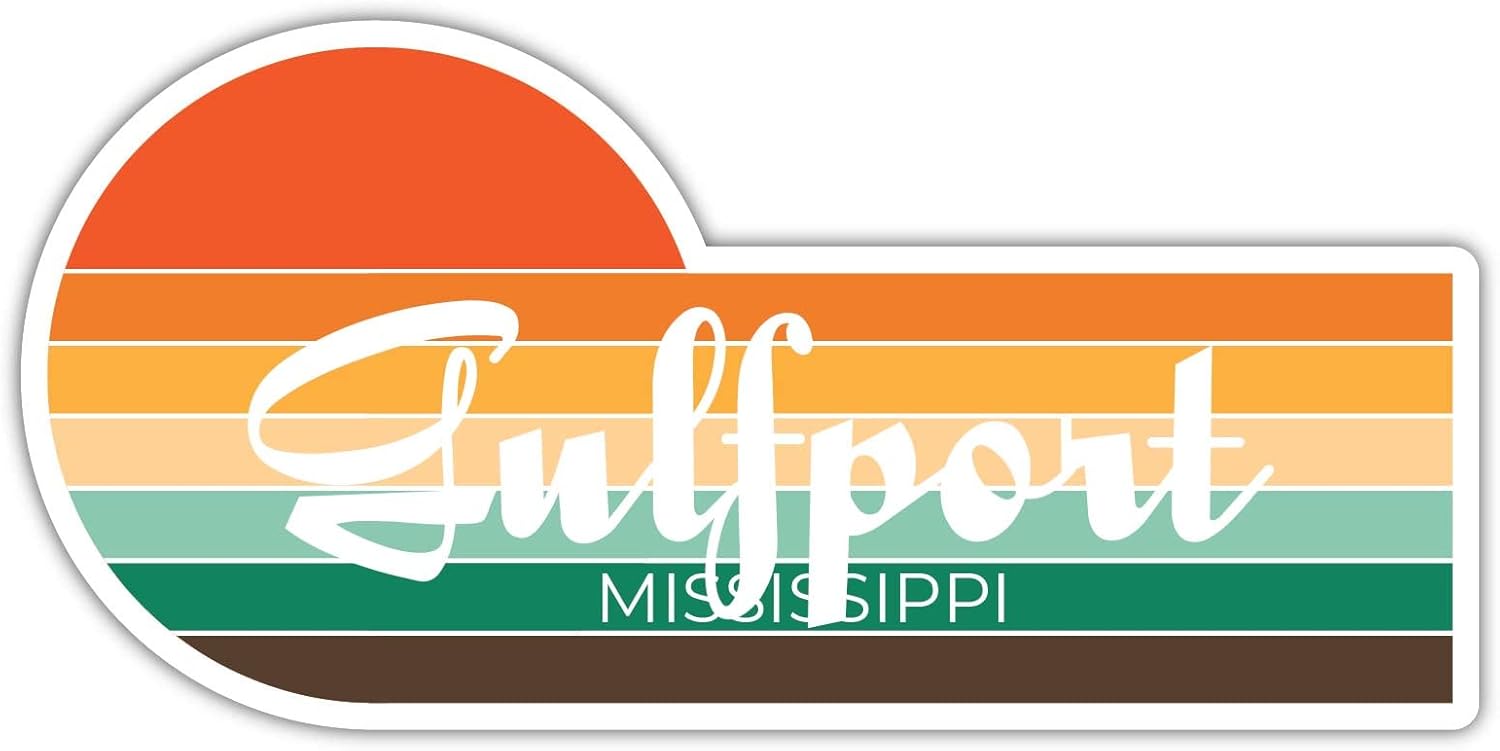 Gulfport Mississippi – Imán para nevera (4 x 2.25 pulgadas), diseño estético retro vintage Sunset City de los años 70