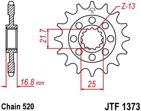 JT Sprockets JTF1373.16 16 piñón de acero de 16 dientes, solo