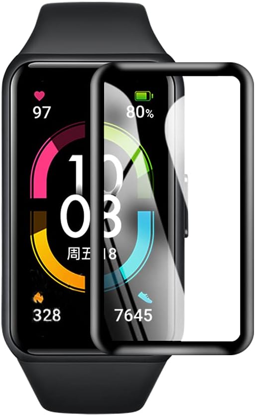 PORRVDP Protector de pantalla curvado 3D para Huawei Band 7 (2022), paquete de 3 películas protectoras suaves para reloj inteligente (no vidrio