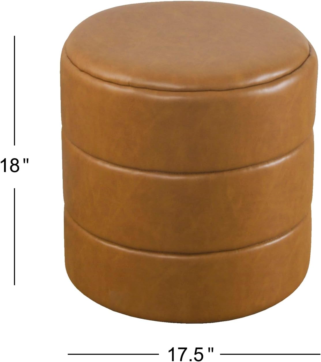 HomePop Otomana redonda tapizada de piel sintética para decoración del hogar  Reposapiés otomana – Carmel Brown