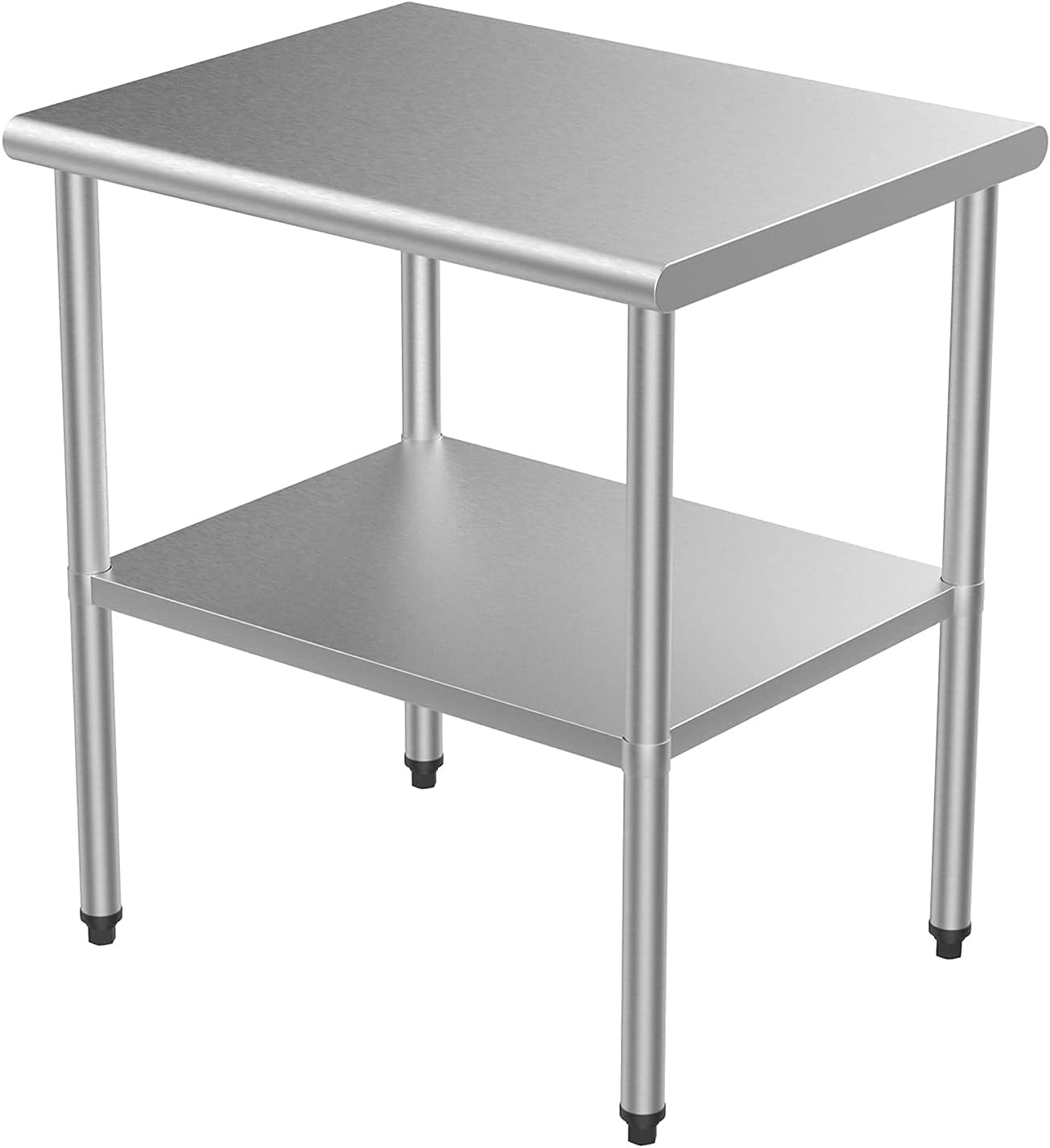 ROVSUN Mesa de acero inoxidable de 30 x 24 pulgadas para preparación y trabajo, mesas de trabajo comerciales y estaciones de trabajo, mesa de metal