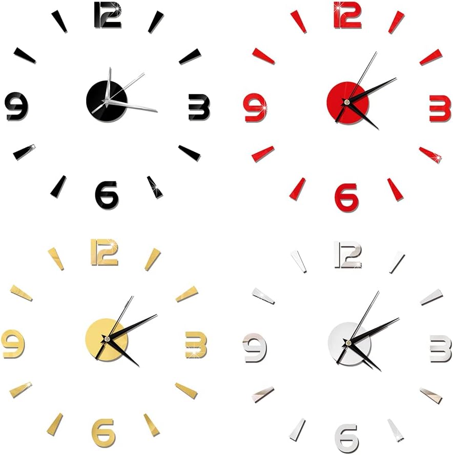 Calcomanía de reloj de pared con espejo acrílico, decoración moderna de reloj para el hogar, la oficina y la habitación, reloj de pared decorativo