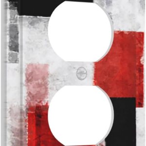 Placas de pared para receptáculo dúplex de tamaño jumbo de 1 pandilla, negro, rojo, gris, gris, pintura de arte abstracto, geométrico, moderno, Placas de pared para receptáculo dúplex de tamaño jumbo de 1 pandilla, negro, rojo, gris, gris, pintura de arte abstracto, geométrico, moderno,
