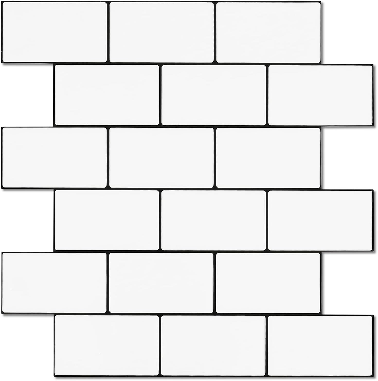 Tilingview Azulejos de metro de 10 hojas de vinilo blanco autoadhesivos para decoración del hogar (12 x 12 pulgadas, blanco)