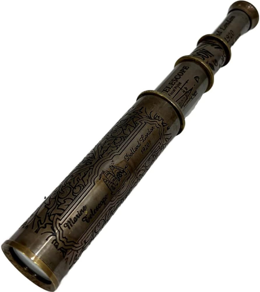 Telescopio de latón de mano marino vintage funcional latón y visión clara Decoración antigua Spyglass Pirata Telescopio