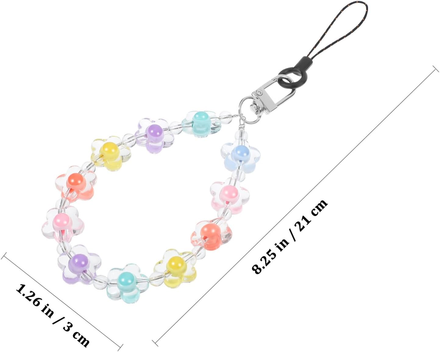 UKCOCO 2 correas de muñeca con cuentas para teléfono, bonitos dijes de flores para teléfono, llavero antipérdida para mujeres y niñas, Acrílico, No