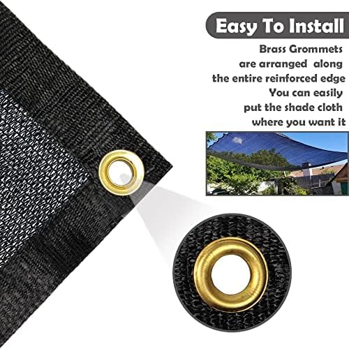 40% de sombra, 6.5 x 6.5 pies, malla de malla con ojales, cubierta de sombra para exteriores, para pérgola, plantas de patio, invernadero y patio