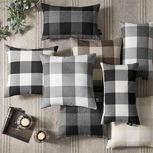 Phantoscope – Juego de 2 fundas cuadradas para almohada o cojín, para decoración del hogar, estilo casa rural, diseño a cuadros de búfalo