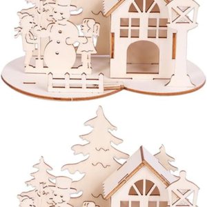 NOLITOY 2 piezas de decoración de mesa de comedor, rompecabezas de madera 3D, rompecabezas de Navidad, decoración de escritorio de Navidad, adorno NOLITOY 2 piezas de decoración de mesa de comedor, rompecabezas de madera 3D, rompecabezas de Navidad, decoración de escritorio de Navidad, adorno
