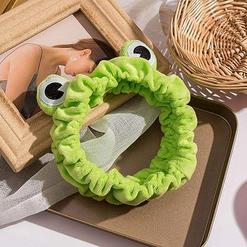 Jowxsx Diadema de maquillaje de rana verde, bandas elásticas de ala ancha, bandas para el cabello para niñas y mujeres, accesorios para el cabello,