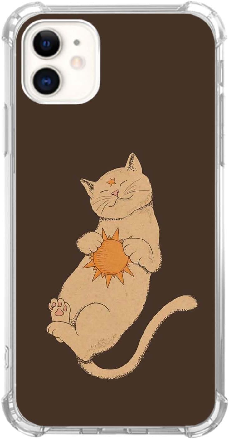 Funda de sol de gato hippie compatible con iPhone 11, funda retro vintage Funky para iPhone 11, funda de TPU a la moda para teléfono