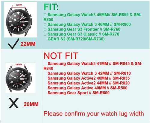 SANXIULY Correa compatible con Galaxy Watch 3 de 1.77 y 1.81 pulgadas, resina, se adapta a las lengüetas de reloj de 0.866 in, correa de liberación