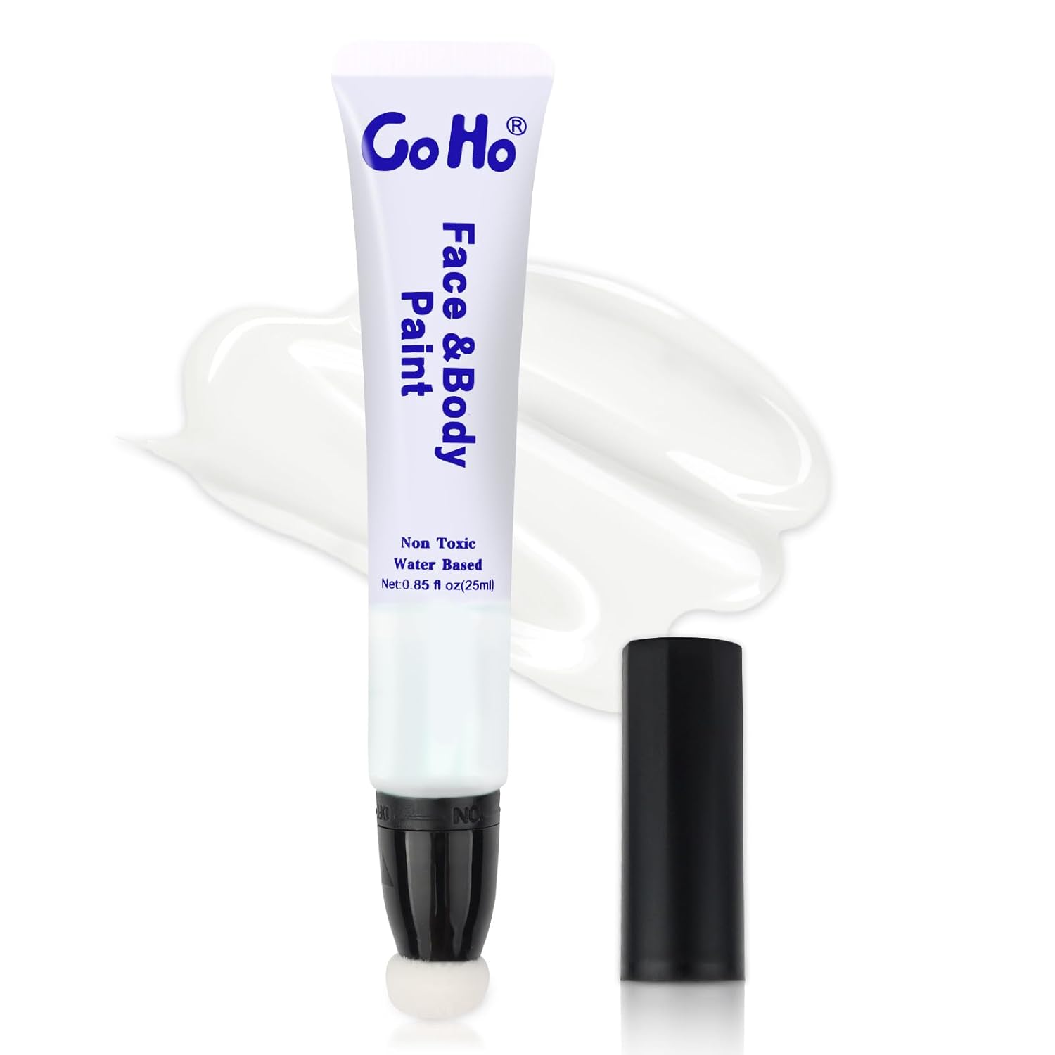 Go Ho Barra de pintura facial blanca payaso (0.85 onzas), pintura corporal blanca crema a base de agua, lavable, corrector líquido blanco, cubre sin