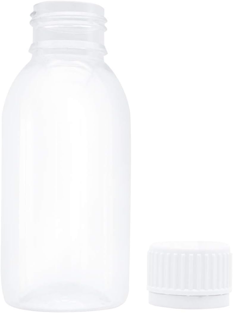 TrendBox – Mini almacenamiento de PET vacío transparente 3.4 fl oz3.53 oz100 cc botellas de plástico duro duradero tapa tapa tapa redonda relleno
