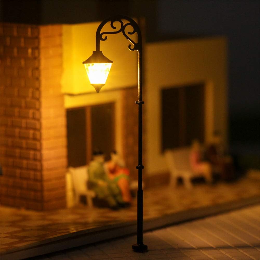 LYM55 10pcs modelo ferroviario lámpara lámpara lámpara escala HO 2.480in o 2.48inch Street Lgihts LED