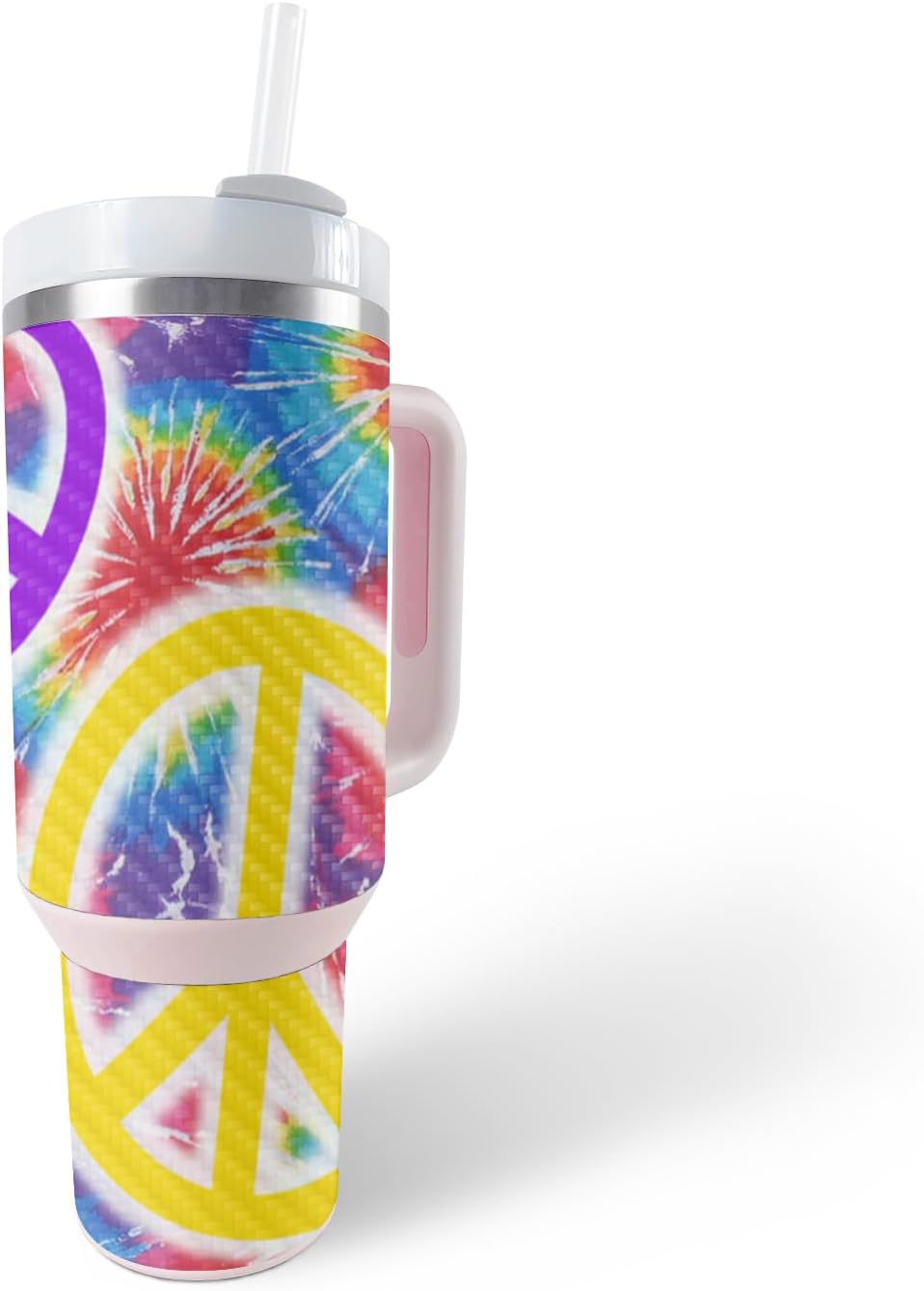 MightySkins – Skin de fibra de carbono compatible con Stanley The Quencher H2.0 FlowState vaso de 40 onzas  Explosión pacífica  Acabado de fibra de