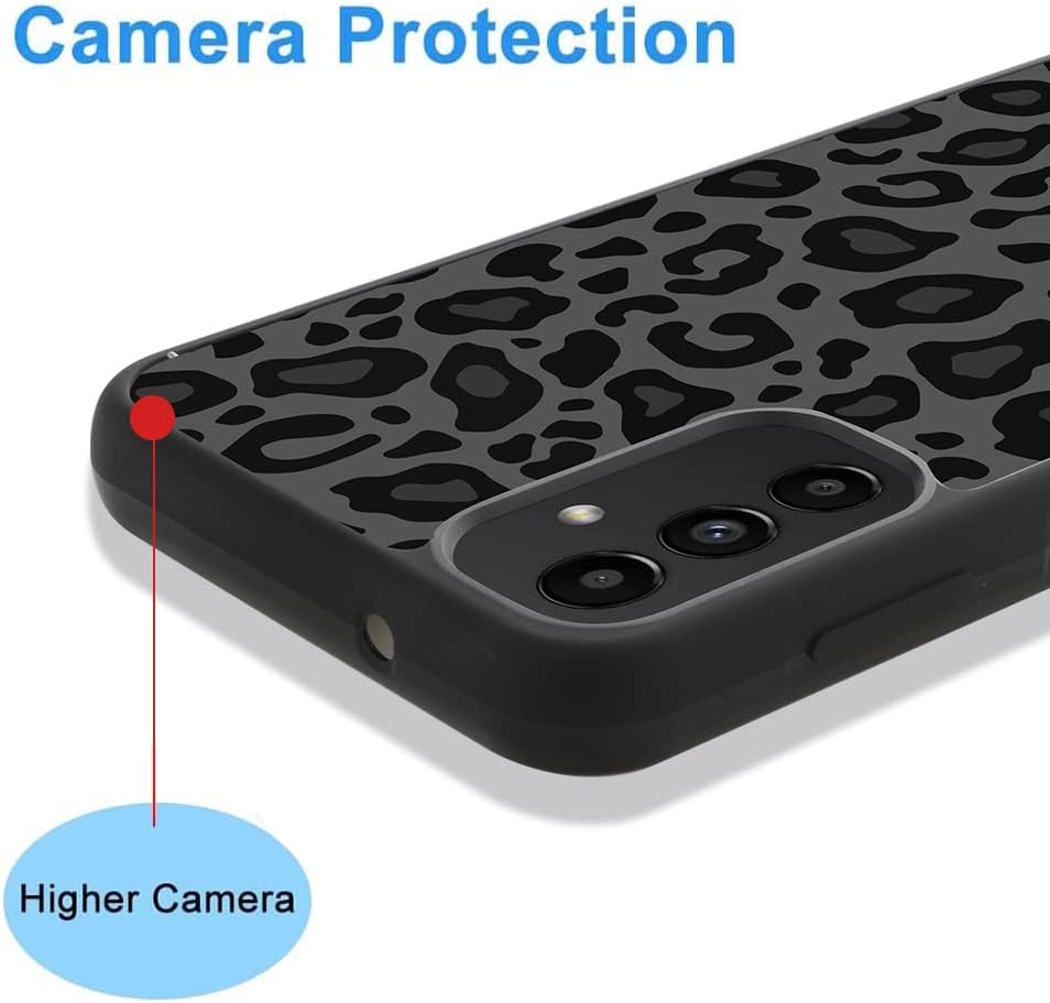 KANGHAR Funda compatible con Galaxy A14 5G, diseño de leopardo negro, textura de neumático antideslizante, a prueba de golpes, funda protectora de