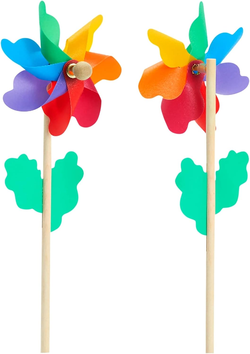 BLUE PANDA Paquete de 12 molinetes de flores arcoíris para patio y jardín, molinillos de viento y recuerdos de fiesta al aire libre para niños,