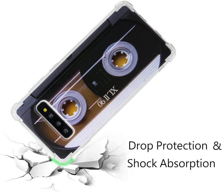 FAteam – Funda para Galaxy S10 Plus, con esquinas reforzadas, TPU suave, parachoques suave, cinta de casete de música retro, compatible con Samsung