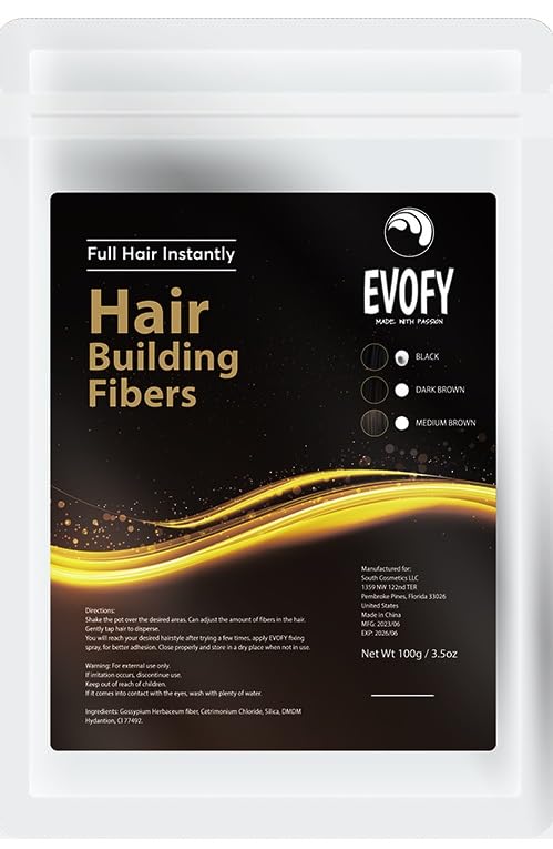 Evofy Recarga de fibra capilar, para cabello fino y puntos calvos, fibras de construcción del cabello, natural e indetectable, cabello más grueso al