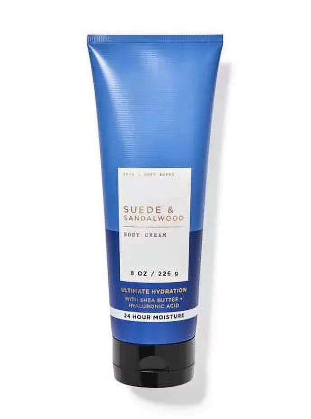 Bath and Body Works – Crema corporal de ácido hialurónico para hombres, 8 onzas (gamuza y sándalo)
