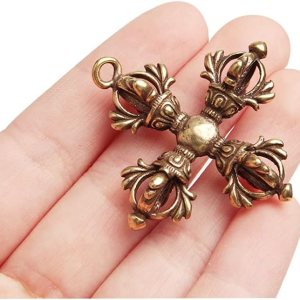 1 unids 1.8″ budismo tibetano nepalí cruz de bronce Dorje Vajra Xiangmo-chu amuleto colgante, Metal, Bronce, No es una piedra preciosa 1 unids 1.8″ budismo tibetano nepalí cruz de bronce Dorje Vajra Xiangmo-chu amuleto colgante, Metal, Bronce, No es una piedra preciosa