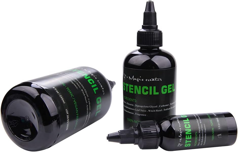 Illusionist Tattoo Stencil Transfer Gel Solution- Produce plantillas oscuras y limpias – Dura todo el día (1 onza)