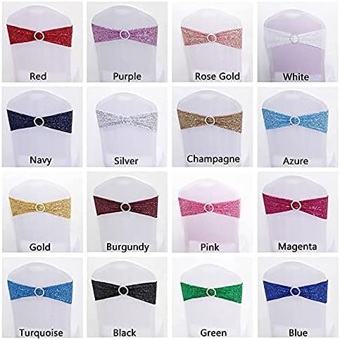 Fajas de lentejuelas para sillas de elastano, paquete de 6 bandas elásticas de lentejuelas con hebilla para bodas, banquetes, cumpleaños,