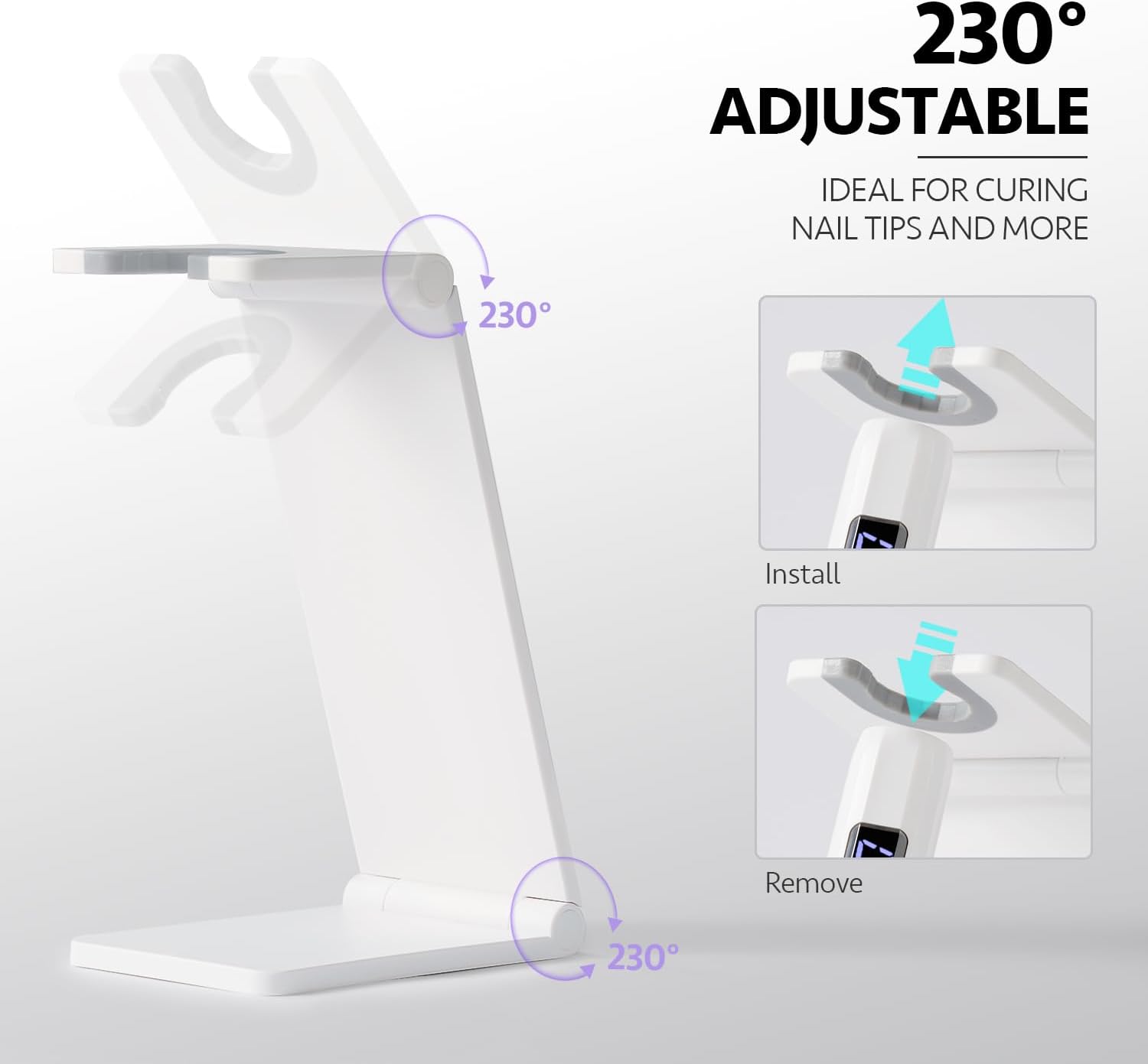 GAOY Lámpara de uñas inalámbrica con soporte, luz UV de mano con pantalla LCD para uñas de gel, secador de uñas USB recargable para secado rápido