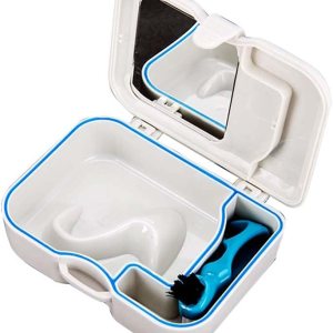 Caja de dentadura con espejo y cepillo limpio Práctica caja de almacenamiento de dientes falsos Cuidado dental Caja de dentadura con espejo y cepillo limpio Práctica caja de almacenamiento de dientes falsos Cuidado dental