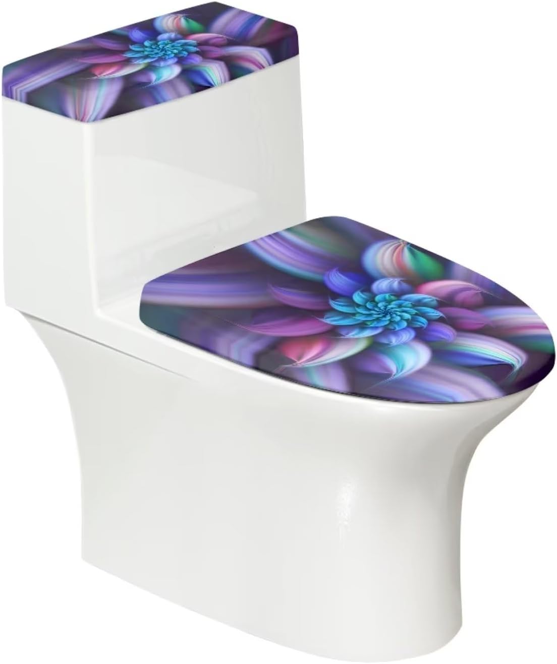 KUIFORTI Juego de 2 fundas de tapa de inodoro con estampado floral de arte floral, funda de asiento para tapa de inodoro y tapa de tanque de