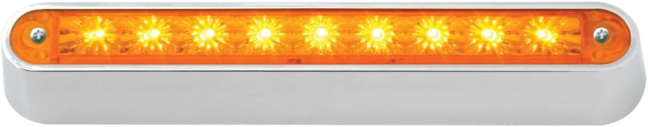 Grand General 76090 Amber – Barra de luz sellada con 9 LED y base cromada de 6-12 pulgadas, 3 cables para doble función