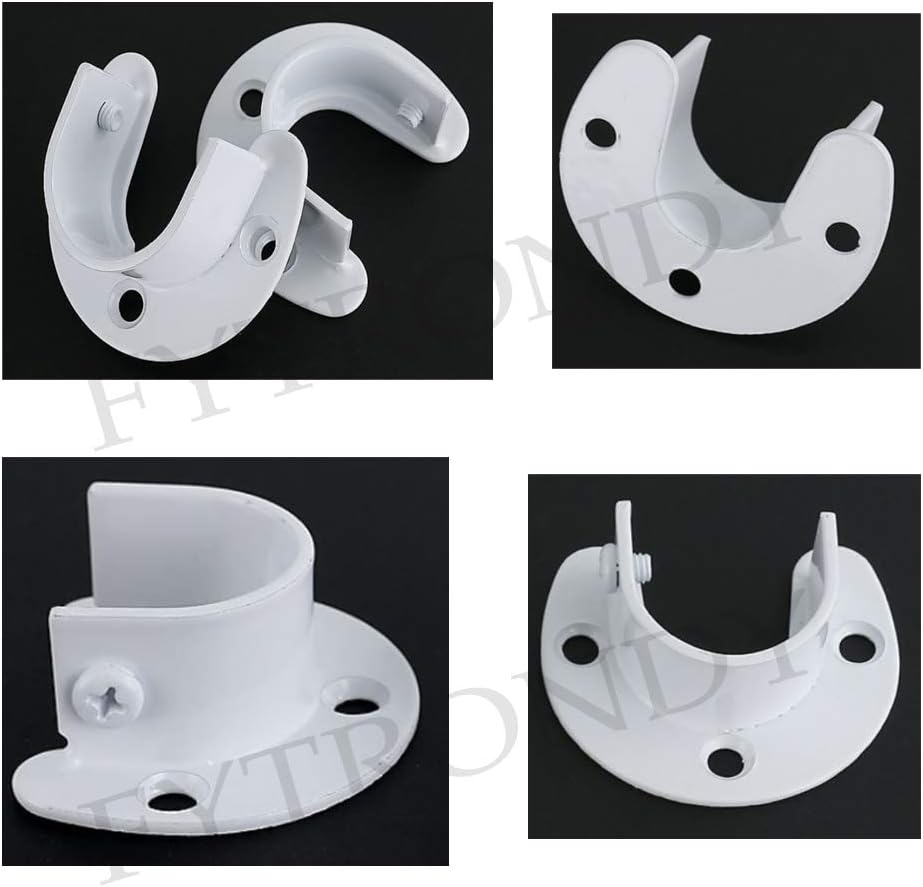 White Edition – Soporte para barra de armario de acero inoxidable, soporte de enchufe de tipo abierto en forma de U, soporte de armario, barra de